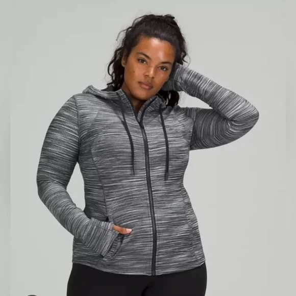 Lululemon Womens Hooded Define Jacket Nulu Size 10 Heathered Black LW4BF8S  MINT